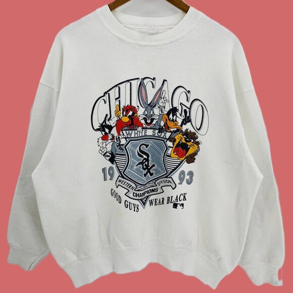 LOONEY TUNES CHICAGO White Sox Sweathirt, Chicago Baseball Sweathirt - Picture 1 of 4